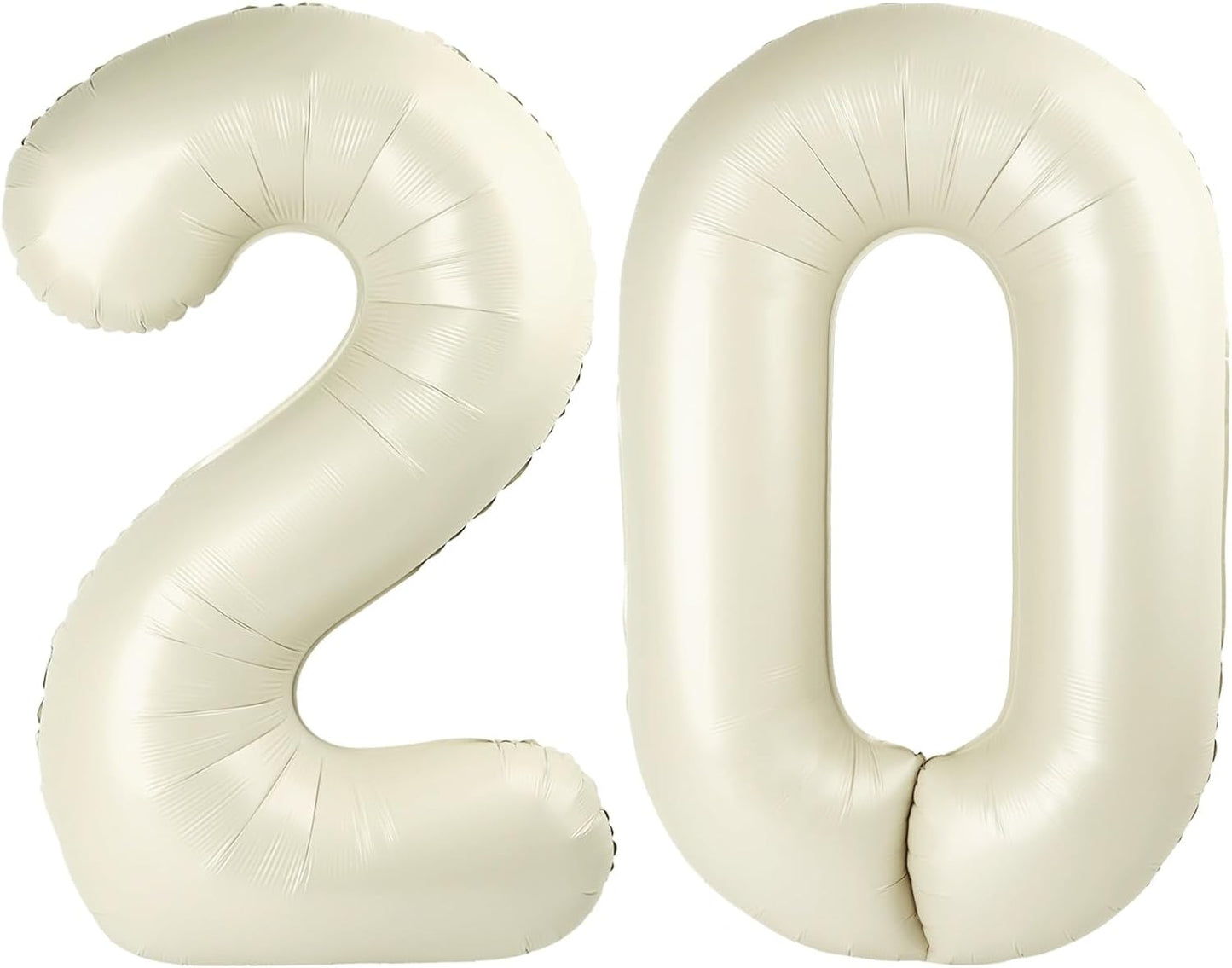 20 Cream Number Balloon - 40 Inch Foil Balloon for Happy 20th Birthday Celebrations | Wedding & Party Decor