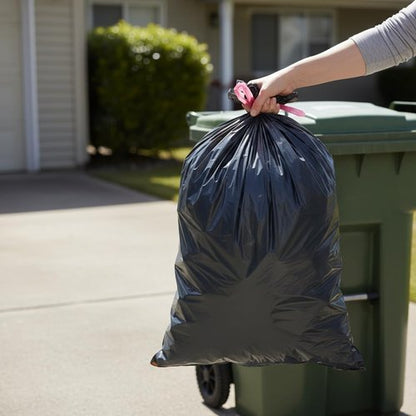 Drawstring Trash Bags | 31 Gallon | 30x32 Inches | 1 Mil Thick | Durable Leak-Proof Garbage Bags with Easy Tie Handles - Perfect for Kitchen, Office, and Commercial Use