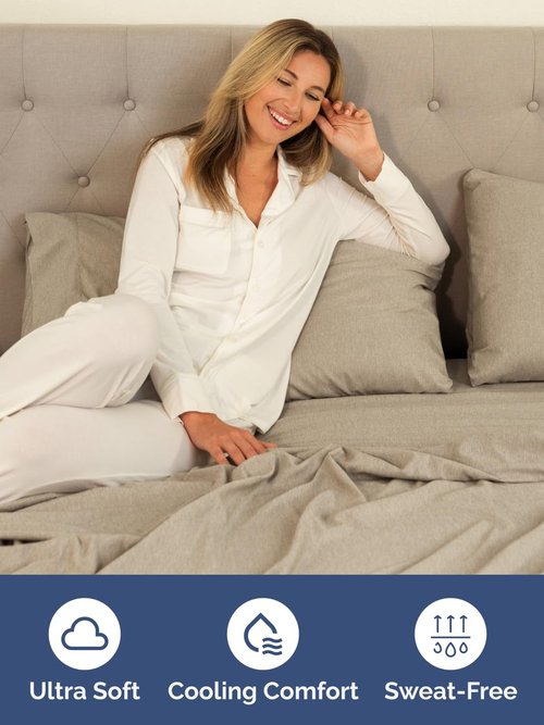 Extra Deep Twin Fitted Sheet - Hotel Luxury Single Fitted Sheet Only - Easily Fits 18 inch to 24 inch Mattress - Ultra Soft, Wrinkle Free w/Extra Deep Pockets - Breathable & Comfy - Heathered Beige