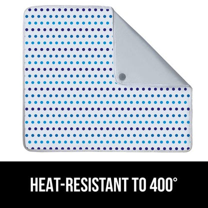 GORILLA GRIP The Original Ironing Board Cover and Pad, Silicone Coating, 400°F Scorch Resistant Thick Padding, Heavy Duty Iron Covers Standard Boards, Hook and Loop Fastener Strap, Polka Dots 28x24