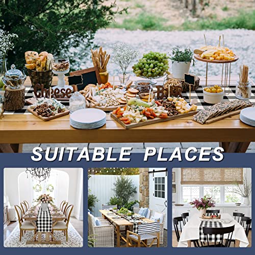 Black and White Buffalo Plaid Table Runner 48x14 Inches - Waterproof Polyester