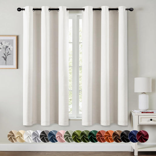 MIULEE Ivory Blackout Curtains - Thermal Insulated Room Darkening Drapes | 63 Inches Long, 2 Panels