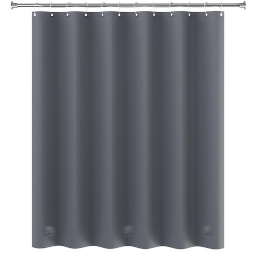 AmazerBath Dark Grey Shower Curtain Plastic, PEVA Shower Curtain Heavy Duty, Gray Shower Curtains for Bathroom, Waterproof Shower Curtain 72x72 with 3 Big Weighted Stones and 12 Rustproof Grommets