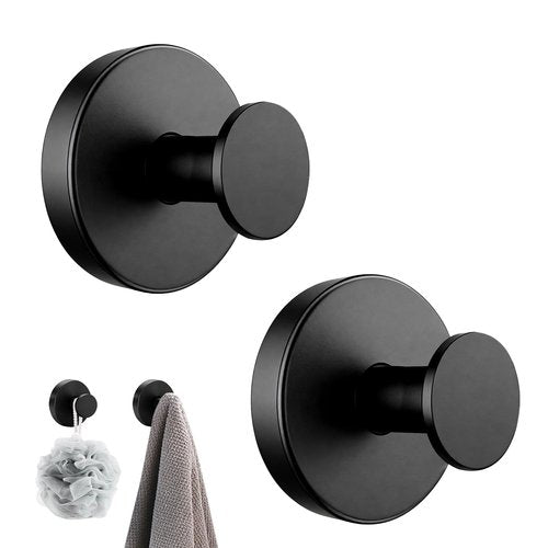 ZoiNavyer Suction Cup Hooks for Shower, Heavy Duty Suction Cup Hooks for Glass Window, Towel Hooks for Hower, Bathroom, Glass Door, Mirror, Tile (Black, 2 Pack)