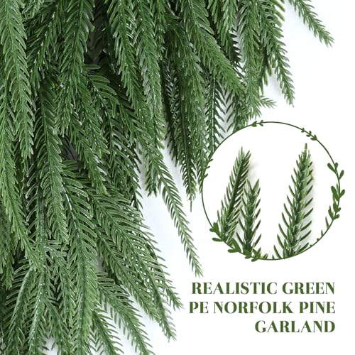 9FT Artificial Norfolk Pine Garland - Real Touch Holiday Decor, Indoor & Outdoor