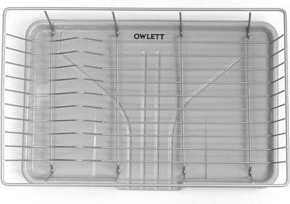 Skiennix Dish Drying Rack - Stainless Steel Kitchen Organizer with Cutlery Holder | 12''W x 15.5''L, Silver