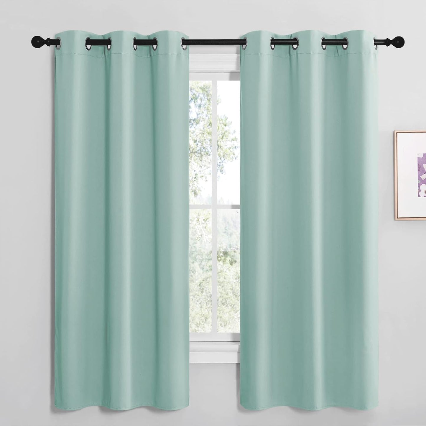 NICETOWN Aqua Blue Room Darkening Curtains - Thermal Insulated Grommet Drapes, 42" x 68" (Set of 2)