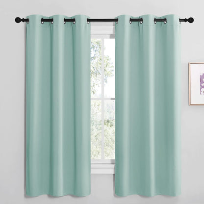 NICETOWN Aqua Blue Room Darkening Curtains - Thermal Insulated Grommet Drapes, 42" x 68" (Set of 2)