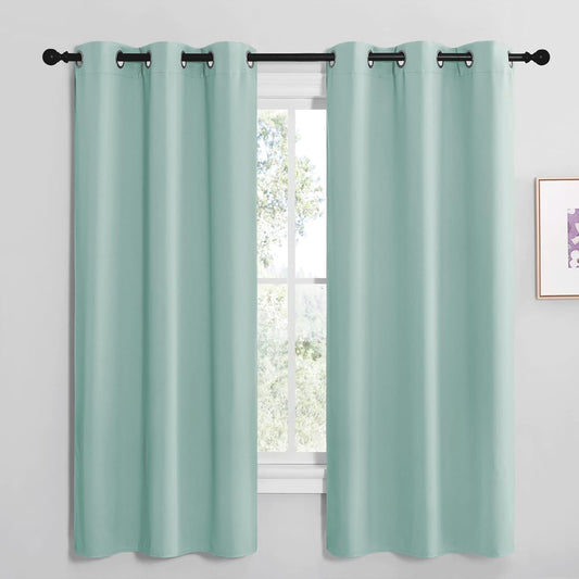 NICETOWN Aqua Blue Room Darkening Curtains - Thermal Insulated Grommet Drapes, 42" x 68" (Set of 2)
