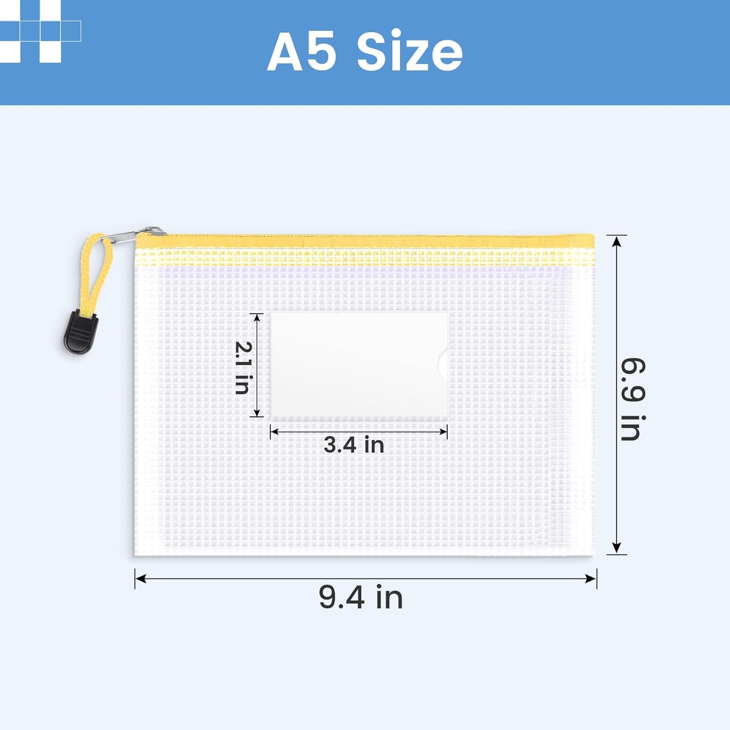 Sooez 24-Pack Mesh Zipper Pouch Bags - Clear A5 Pencil Case with Label Pocket for Organizing