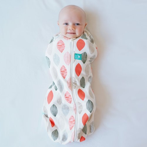 ergoPouch Cocoon Swaddle Sack 0.2 TOG - Soft Baby Sleep Sack for Calm Sleep, 3-6 Months, Blush Leaf