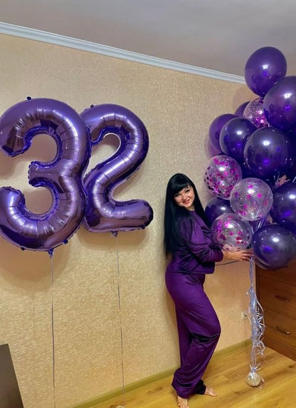 Large 22-Inch Purple Number Balloons by [Brand Name] - Perfect Birthday & Wedding Party Decorations