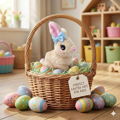 Skiennix Easter Bunny Toy - Interactive Hopping Plush Rabbit with Sounds & Movements | Brown
