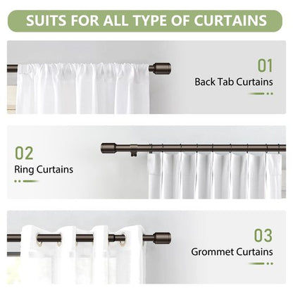 5/8” Diameter Curtain Rods 30-45 Inch, for 30-39 Inch Windows, Adjustable Splicing Bronze Curtain Rods for Windows with Brackets, Window Rod Long Small Curtains Rod