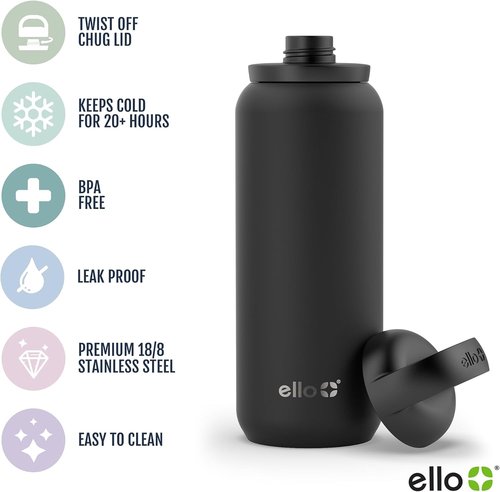 Ello Cooper Twist 32oz Stainless Steel Water Bottle - Leak Proof, Double Walled, Vacuum Insulated | Bubblegum Pink
