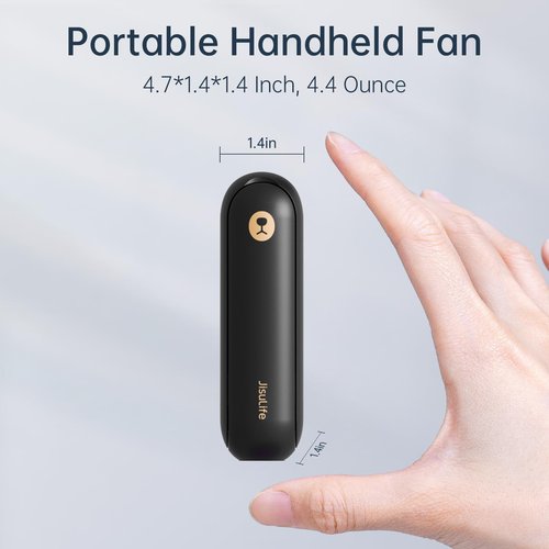 JISULIFE Portable Handheld Fan, Mini 3 In 1 with Rechargeable Battery, Personal Pocket Fan for Travel, Outdoor, USB Power Bank, Flashlight, Essential Ideal Gifts for Men/Women/Family/Friends - Black