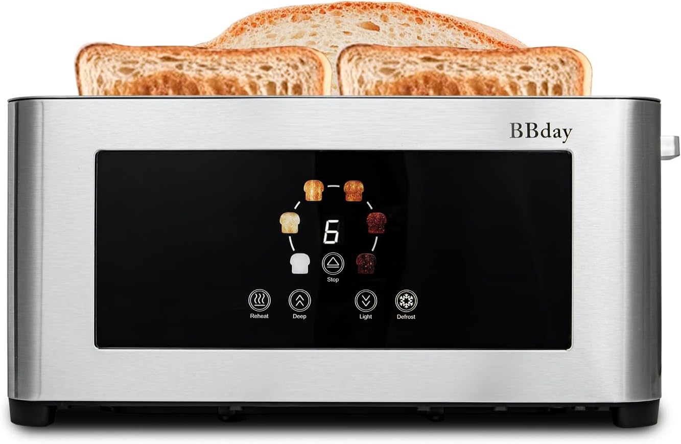 Regine Switzerland 4-Slice Toaster - Extra Wide Slots, Removable Crumb Tray & Multi-Function Settings