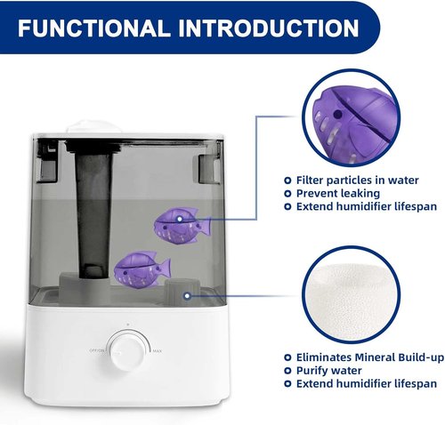 Levoit Top-Fill Humidifier Replacement Filter - 10 Filters & 2 Clean Fish for Dual150, Dual200S, Classic160, Classic300(S), LV600S, LV600HH, OasisMist450S, OasisMist600S, Superior 6000S