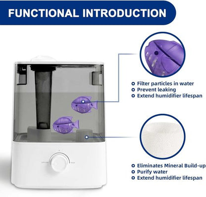 Levoit Top-Fill Humidifier Replacement Filter - 10 Filters & 2 Clean Fish for Dual150, Dual200S, Classic160, Classic300(S), LV600S, LV600HH, OasisMist450S, OasisMist600S, Superior 6000S