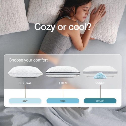 Coop Home Goods Eden Bed Pillow - Medium Soft Memory Foam Cooling Gel | Queen Size for All Sleep Positions
