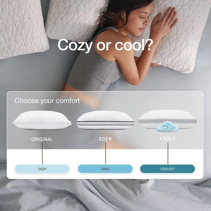 Coop Home Goods Eden Bed Pillow - Medium Soft Memory Foam Cooling Gel | Queen Size for All Sleep Positions