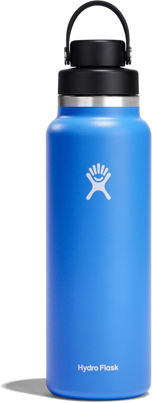 Hydro Flask Water Bottle - Insulated Stainless Steel with Wide Mouth Flex Chug Lid | 40 Oz Cascade Blue