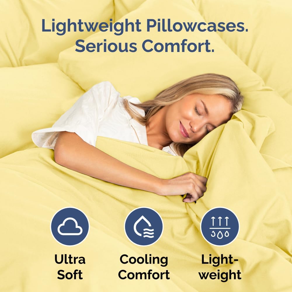 Skiennix Body Pillowcases Set of 4 | Soft 20x54 Long Pillow Covers for Comfortable Sleep - Cozy, Breathable, Machine Washable - Yellow