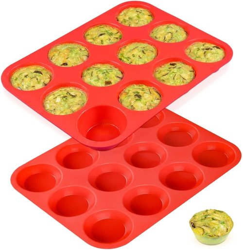 CAKETIME Silicone Muffin Pan - 12-Cup Nonstick Baking Molds for Perfect Cupcakes | Food Grade Silicone