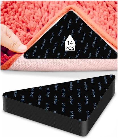 Skiennix 14PCS Non-Slip Rug Pads | Reusable & Washable Grippers for Area Rugs & Carpet Corners