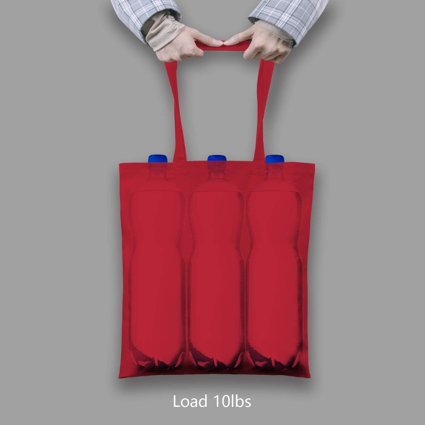 TOPDesign 24-Pack Red Cotton Tote Bags - Lightweight, Reusable Grocery Bags for DIY & Promotions