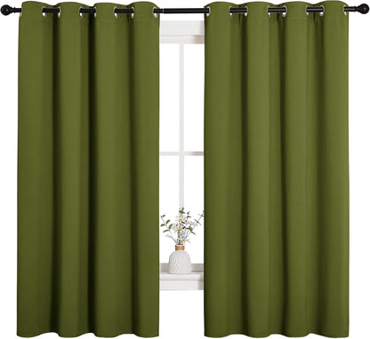 NICETOWN Blackout Curtain Panels - Thermal Insulated Grommet Drapes | Olive Green, 55x68 Inches (One Pair)