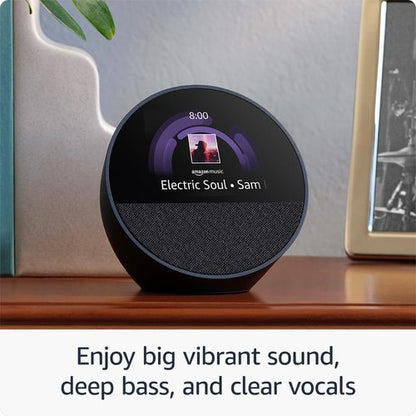 Echo Spot (newest model), Ocean Blue, bundle with Alexa Emergency Assist (monthly auto-renewal subscription)