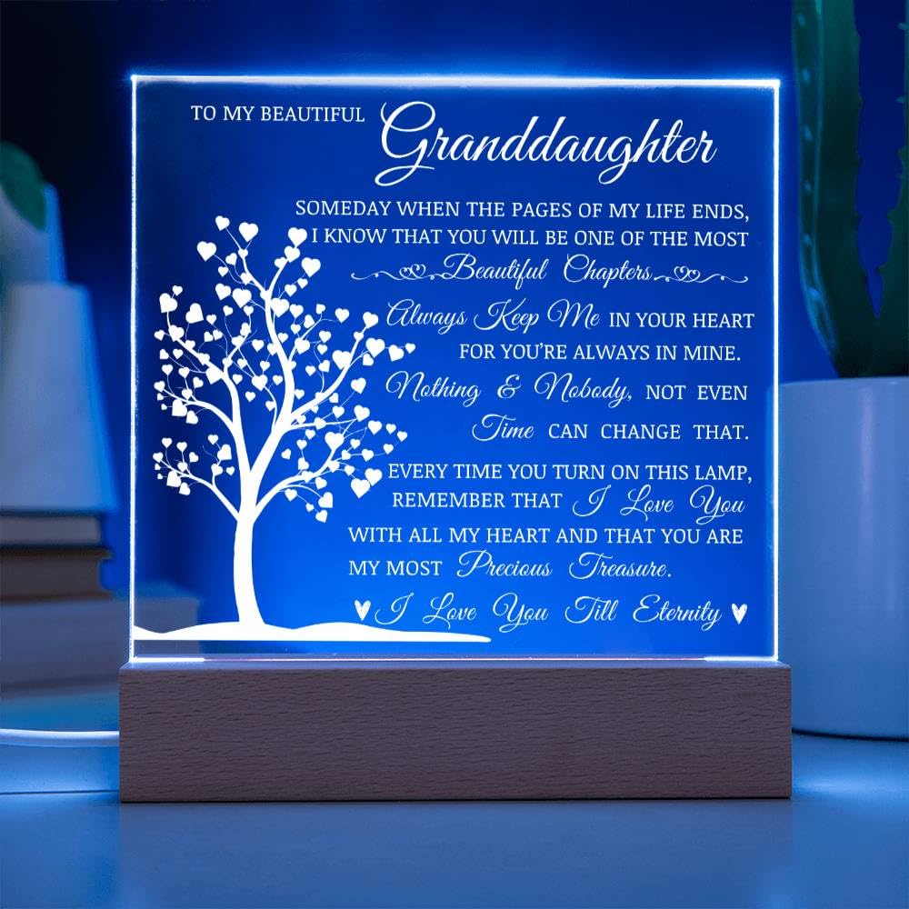 To My Beautiful Granddaughter, You Are My Most Precious Treasure, Acrylic Plaque with Decorative Light, Heartwarming Gift for Granddaughter, Gift from Grandma or Grandpa, Birthday Christmas Gift Idea