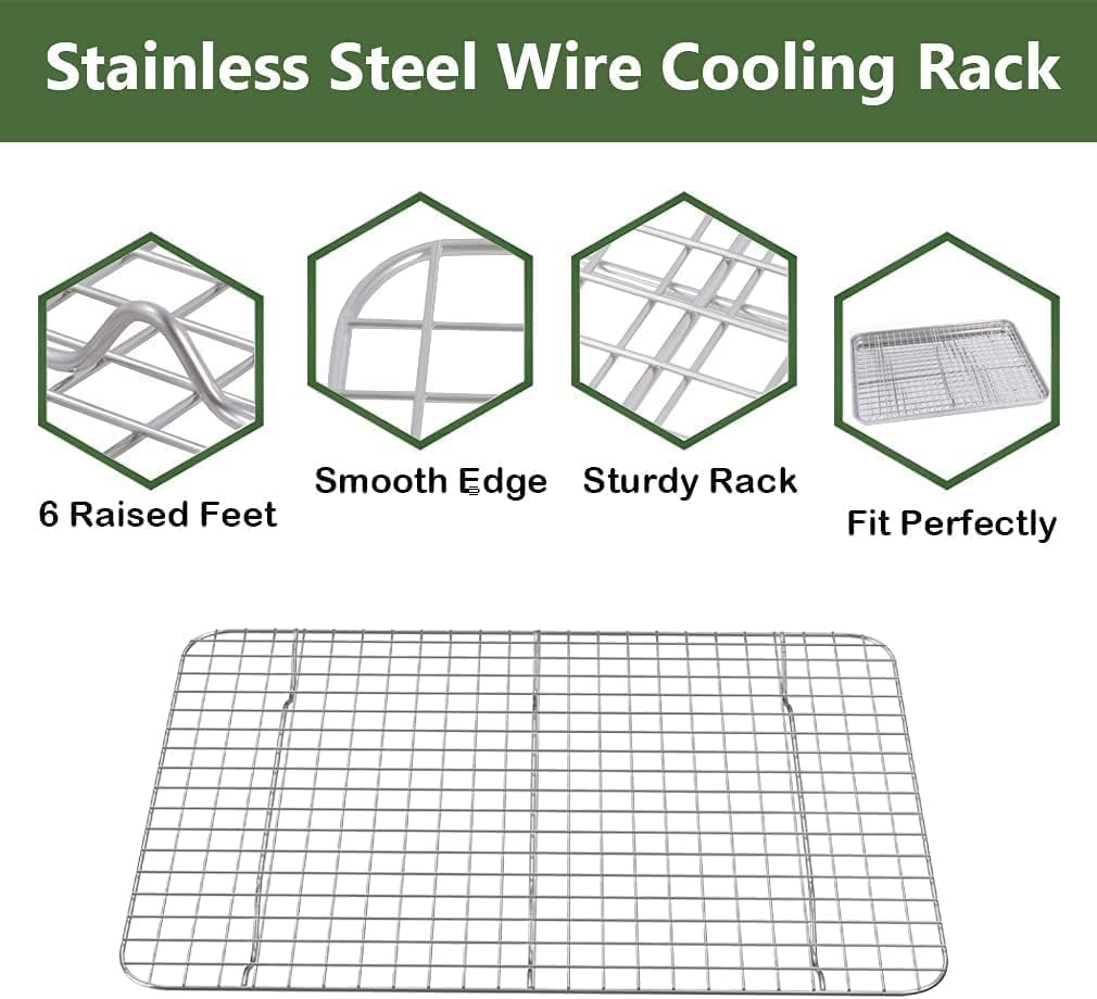 ROTTAY Half Sheet Pan Set - Stainless Steel Baking Sheet with Cooling Racks | Heavy Duty, Warp Resistant, 18 x 12 Inches