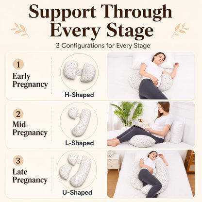 Pregnancy Body Pillow for Back Pain Relief - Beige Maternity Support Pillow