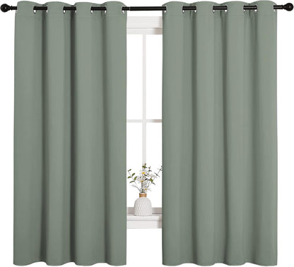 NICETOWN Blackout Curtain Panels - Thermal Insulated Drapes in Greyish Green | 55 x 68 Inches, 1 Pair