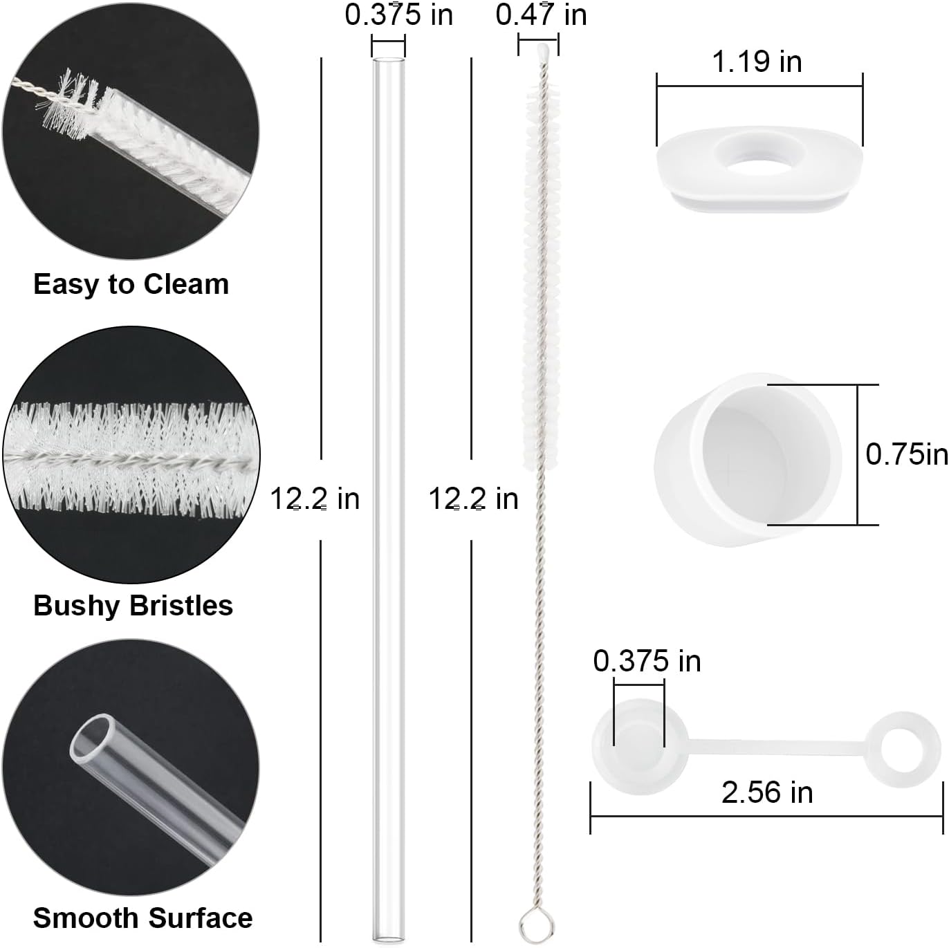 Stanley Replacement Straw Set - 6 Straws with Cleaning Brush & 4 Color Leak-Proof Plugs | Fits 40 oz & 30 oz Tumblers