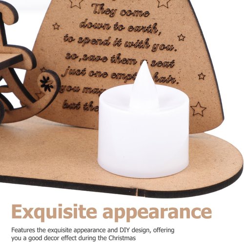 FOMIYES Christmas Candle Holder - Merry Christmas in Heaven Tealight with Wooden Angel Chair | Holiday Table Decor