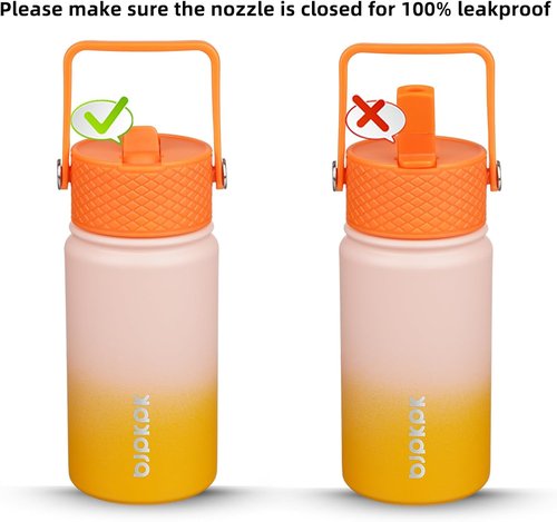BJPKPK Insulated Water Bottle - 15 oz Stainless Steel Flask with Straw Lid | Reusable, Leak-Proof, BPA-Free - Coral