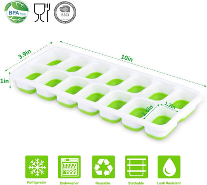 Skiennix Silicone Ice Cube Tray - Easy-Release, Food-Grade PP & Organic Silicone - 6 Packs, Dishwasher Safe
