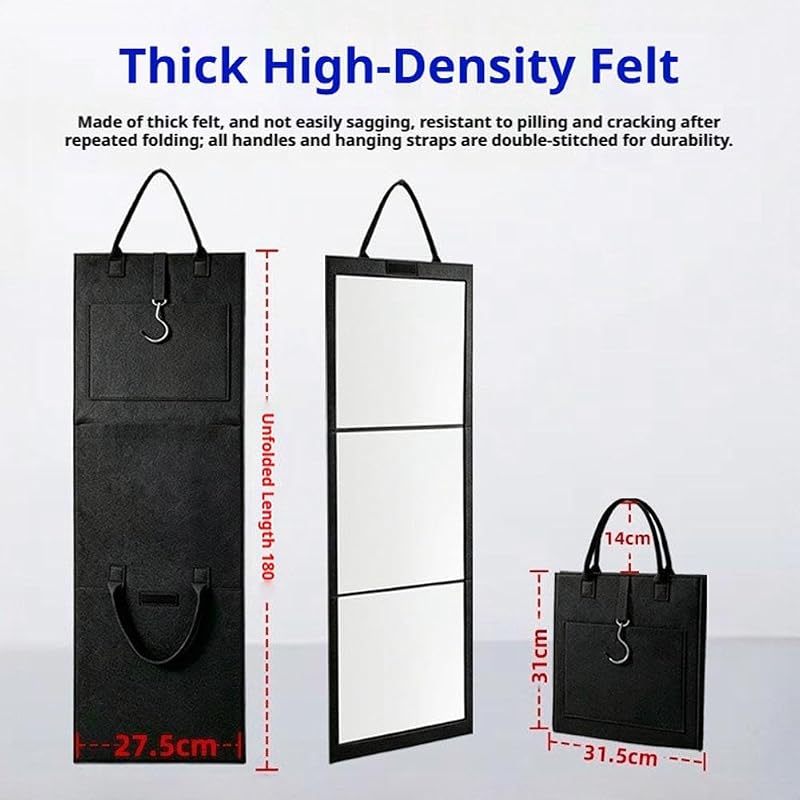 Foldable Full-Length Mirror 180cm - White, with 12" x 12" Variation Included