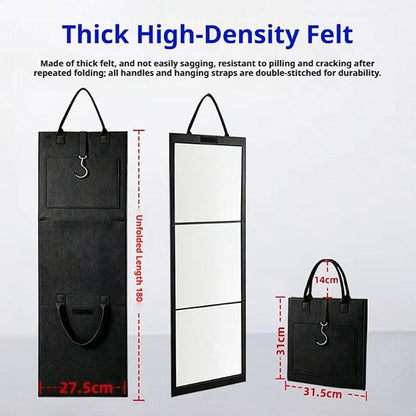 Folding Mirror Bag with Hanging Hook and Storage Pockets - White 12" x 12" Variation
