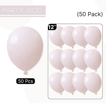 PartyWoo Beige Balloons - 50pcs 12 Inch Neutral Latex Helium Balloons for Weddings & Celebrations