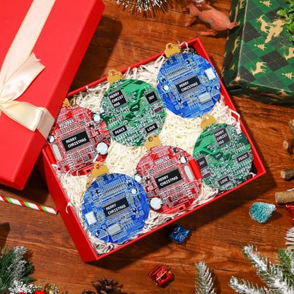 Vercraft Vivid Christmas Computer Circuit Board Ornaments - 6 Pack