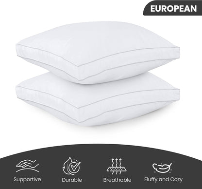 Utopia Bedding Bed Pillows - Soft & Fluffy Down Alternative | European Size, Set of 2, Cooling Comfort