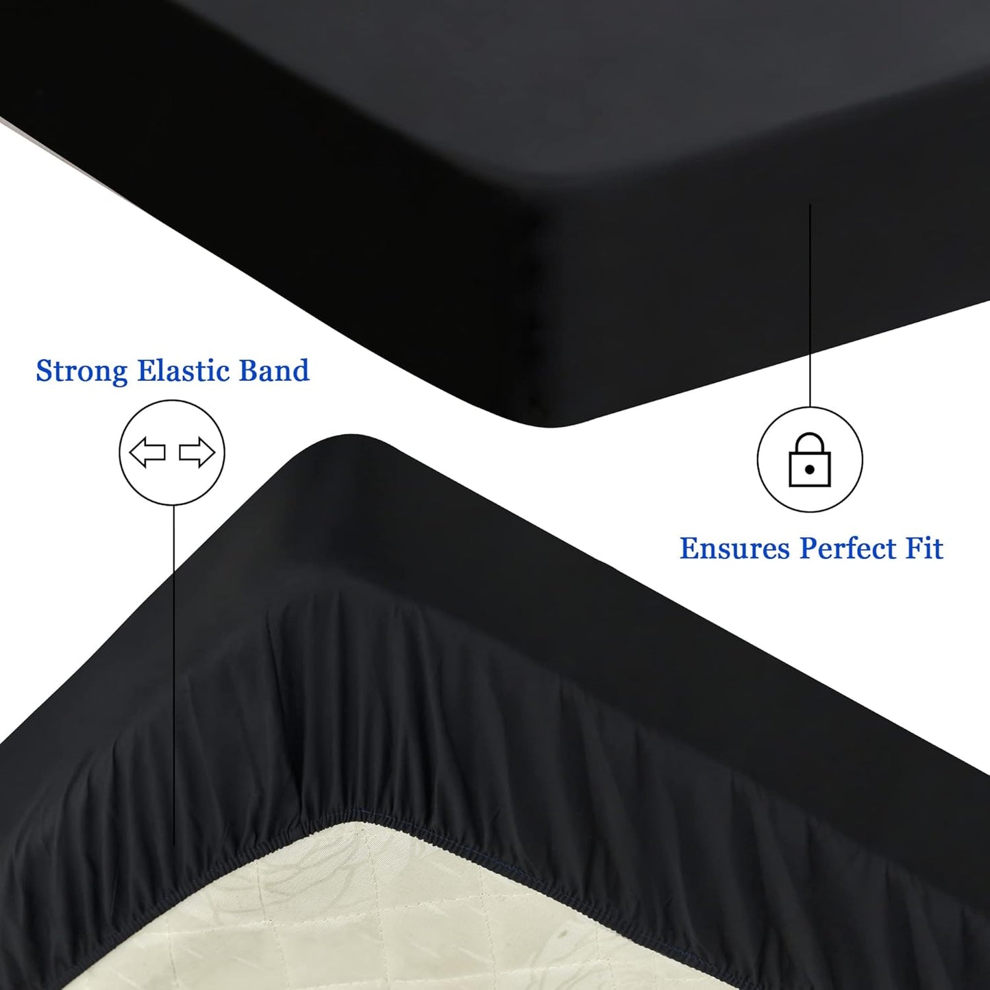 Sufdari Waterproof Mattress Protector - Twin Size Bed Cover with 18" Deep Pocket - Black