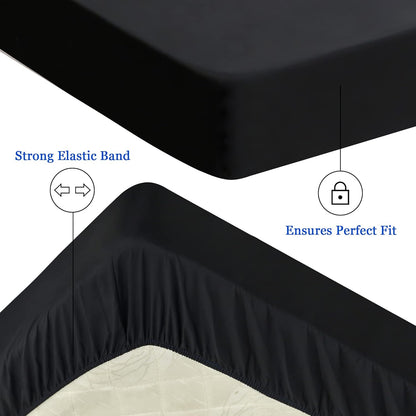 Sufdari Waterproof Mattress Protector - Twin Size Bed Cover with 18" Deep Pocket - Black