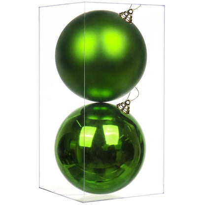 Large 5.9" Christmas Ornaments Balls (2 Pcs) Green – Shatterproof Hanging Loop, Indoor/Outdoor Decor