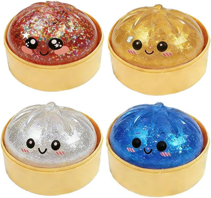 Skiennix Dumpling Squishies - Colorful Stress Relief Fidget Balls | 4-Pack Sensory Dough Balls