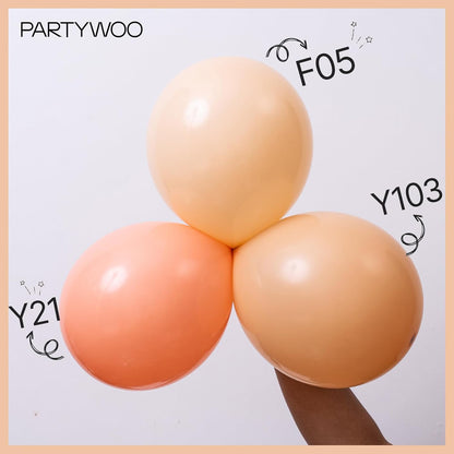 PartyWoo 5-Inch Nude Balloons - 100pcs Apricot Latex for Jungle Safari & Thanksgiving Decor